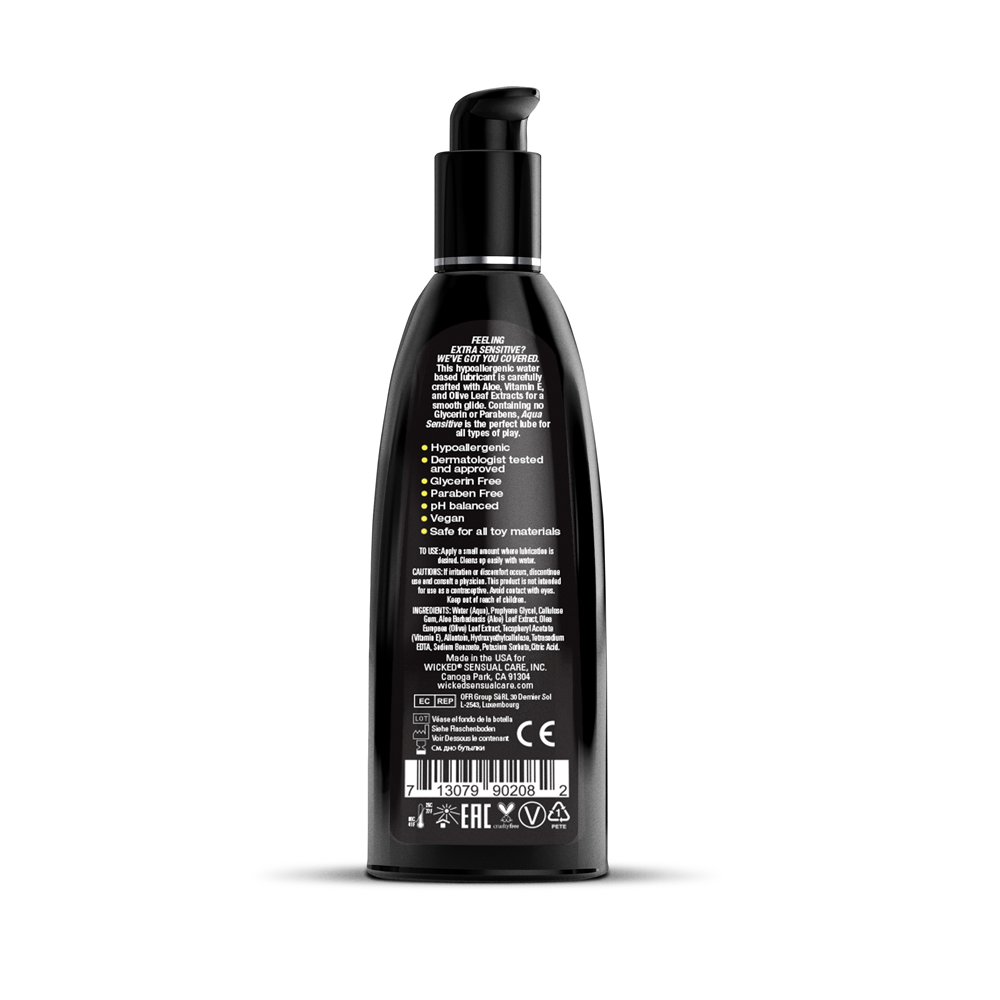 Wicked Aqua Sensitive Hypoallergenic Water-Based Lubricant – 8 Fl. Oz.