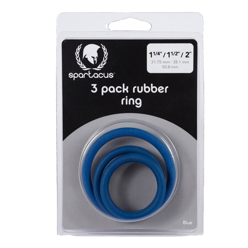 Spartacus Cock Ring Set - 3 Rubber Rings - Blue