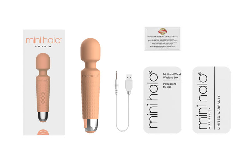 Viben Mini Halo Peach Fuzz Wand Massager – Rechargeable, 20 Vibration Patterns, Water Resistant