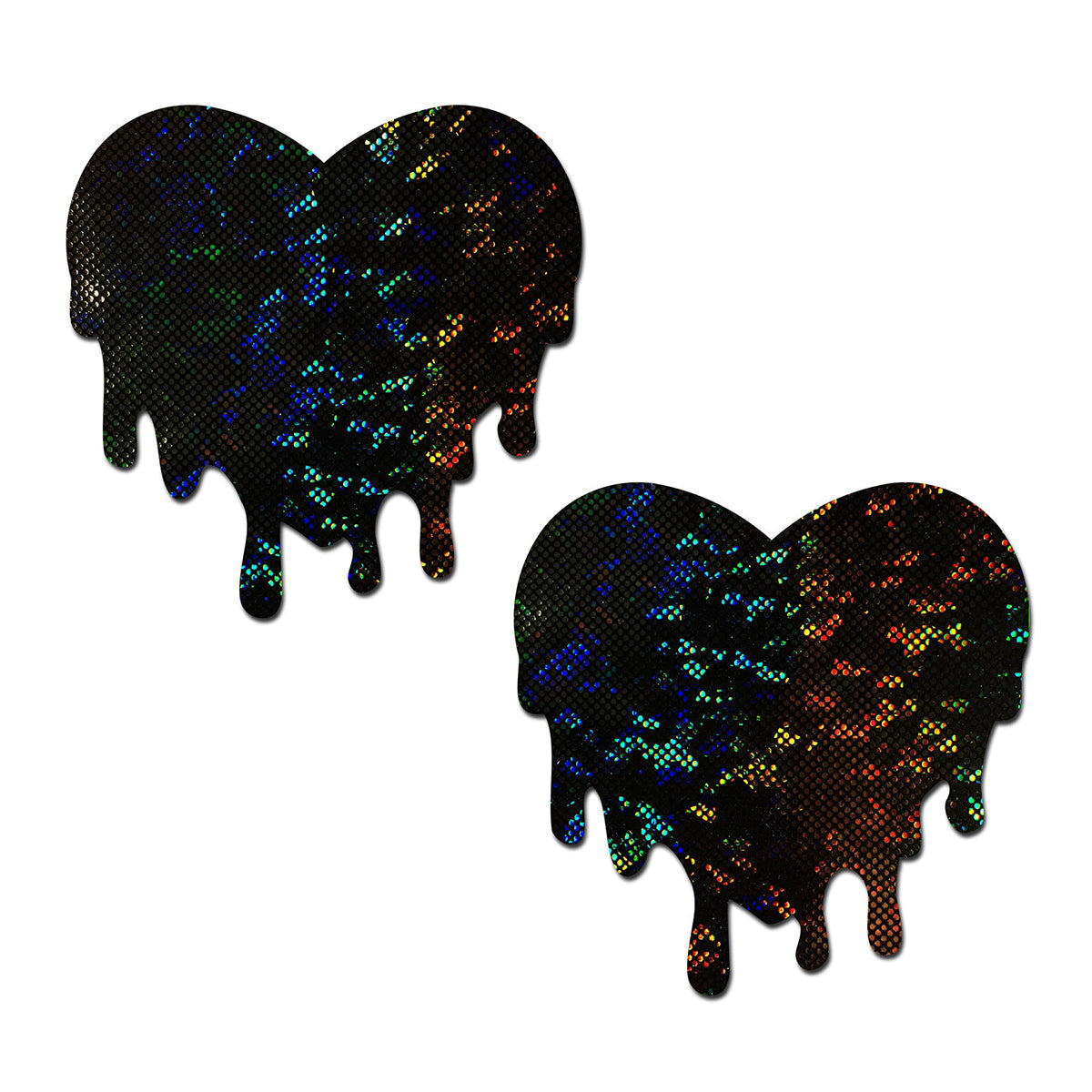 Pastease Melted Heart Nipple Pasties – Black – Glittery Design