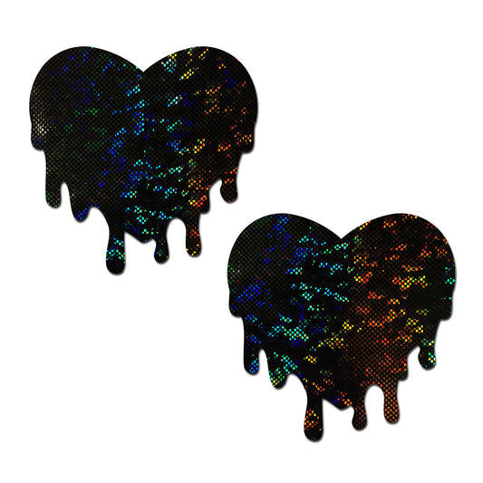 Pastease Melted Heart Nipple Pasties – Black – Glittery Design