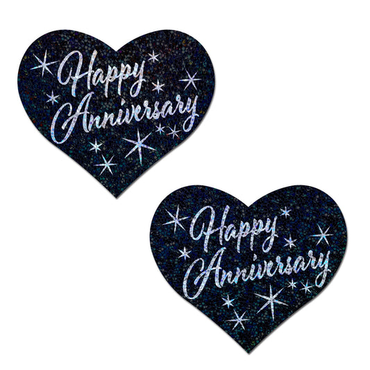 Pastease Happy Anniversary Heart Nipple Pasties – Multi-Color