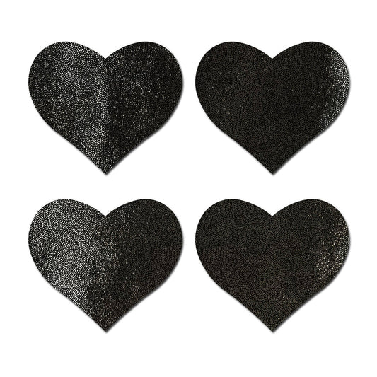 Pastease Petites Liquid Hearts Nipple Pasties – Black – 2-Pack