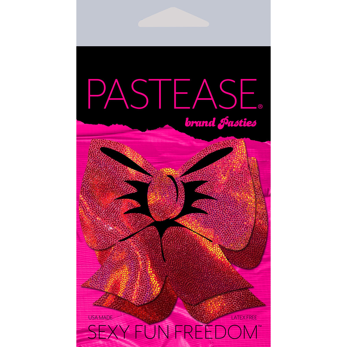 Pastease Holographic Red Bow Pasties – Waterproof and Hypoallergenic Nipple Covers