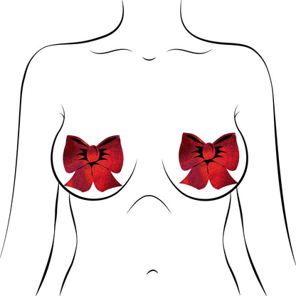 Pastease Holographic Red Bow Pasties – Waterproof and Hypoallergenic Nipple Covers