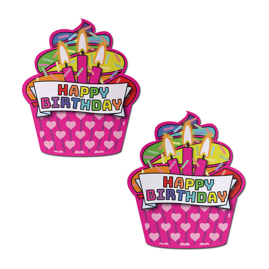Pastease Happy Birthday Cupcake Nipple Pasties – Pink