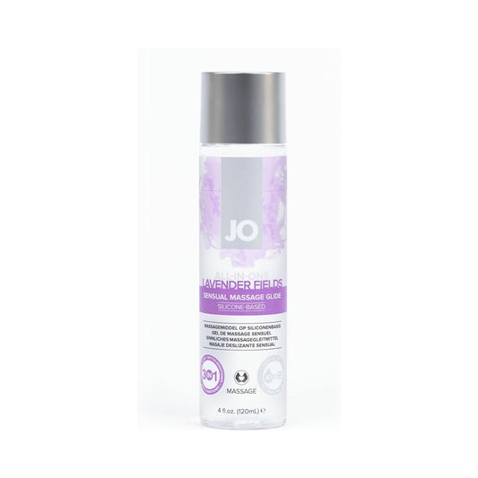 JO All-In-One Sensual Massage Glide Lavender 4 oz – Silicone-Based Massage Glide