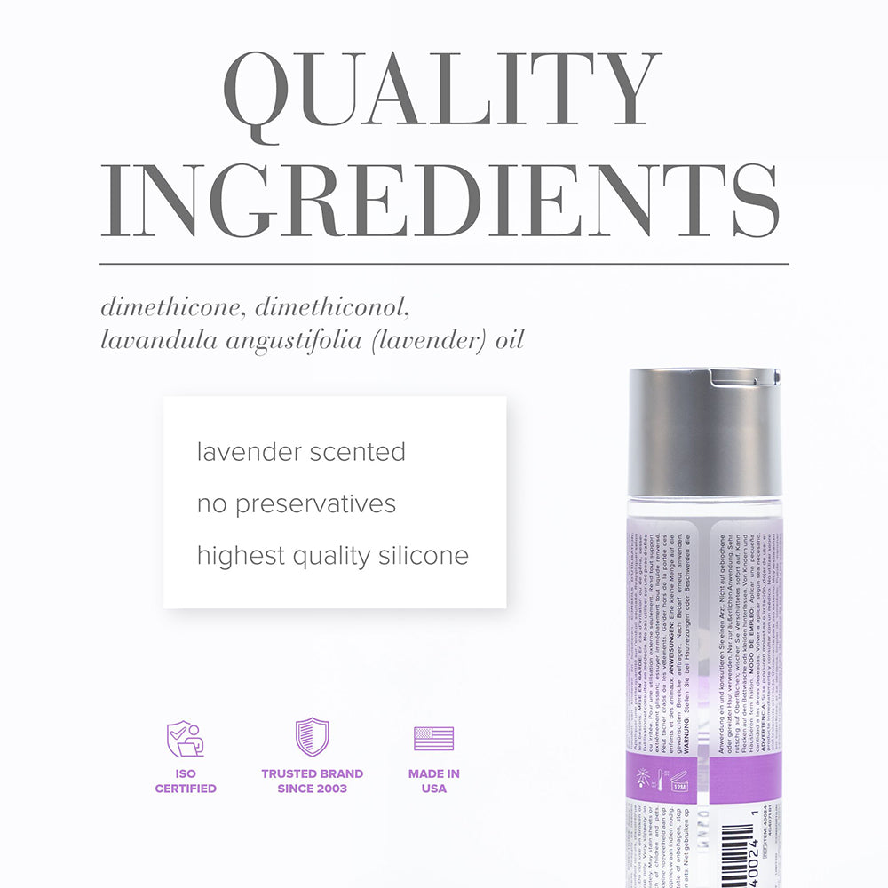 JO All-In-One Sensual Massage Glide Lavender 4 oz – Silicone-Based Massage Glide