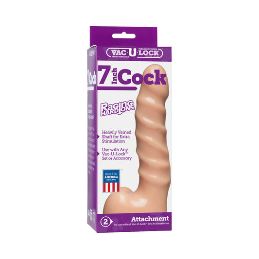 Doc Johnson Vac-U-Lock 7 Inch Raging Hard-On Dong - Vanilla