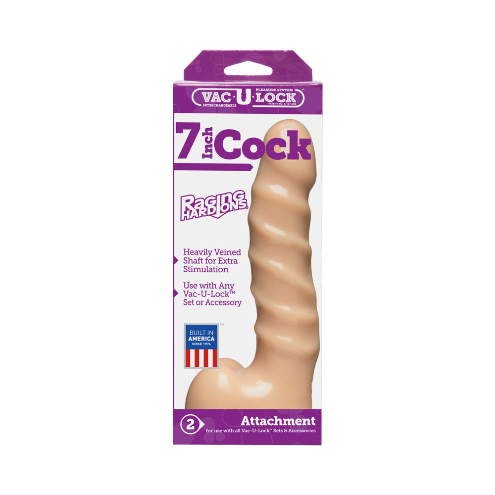 Doc Johnson Vac-U-Lock 7 Inch Raging Hard-On Dong - Vanilla