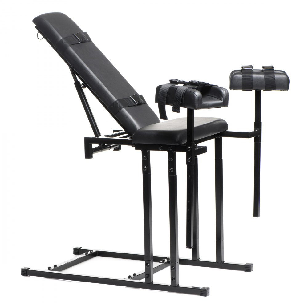 XR Brands Extreme Obedience Chair – Adjustable Bondage Chair – Black
