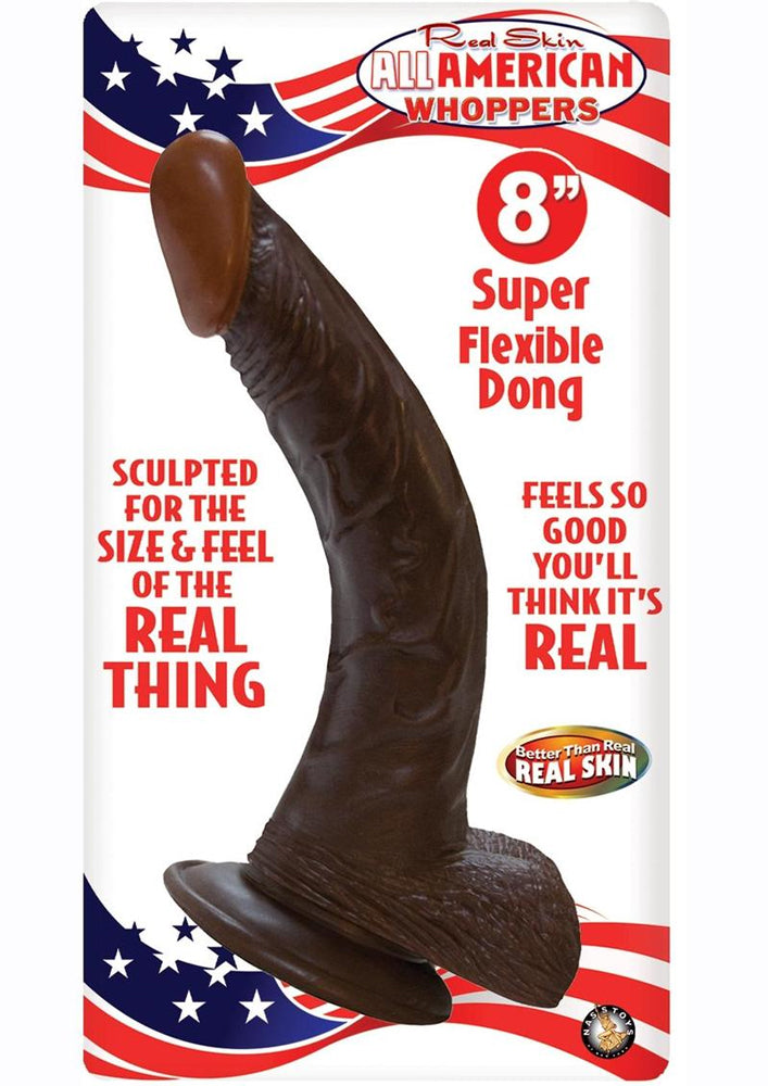 Nasstoys Afro American Whoppers - Brown Flexible Curved Dong with Suction Cup Base
