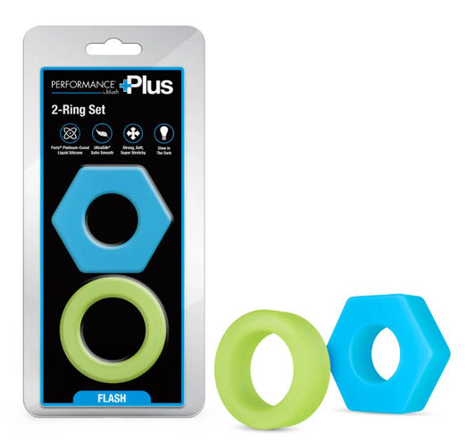 Blush Performance Plus Flash 2-Piece Platinum-Cured Silicone Cock Ring Set – Multi