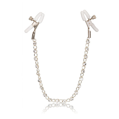 CalExotics Nipple Play Crystal Chain Nipple Clamps – Adjustable with Crystals – White