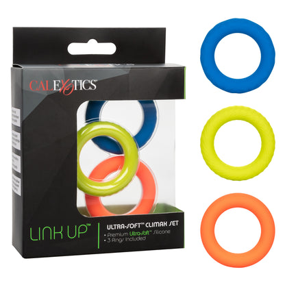 CalExotics Link Up Ultra-Soft Climax Set – 3 Textured Cock Rings – Multi