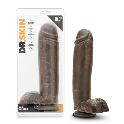 Dr. Skin Mr. Mister 10.5 Inch Realistic Dildo with Suction Cup - Chocolate