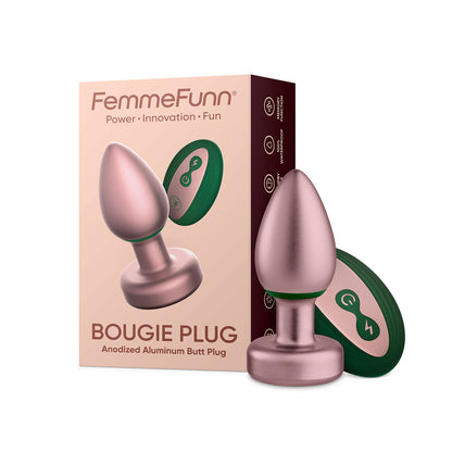 Bougie Plug Anodized Aluminum Butt Plug - Rose Gold with Wireless Remote