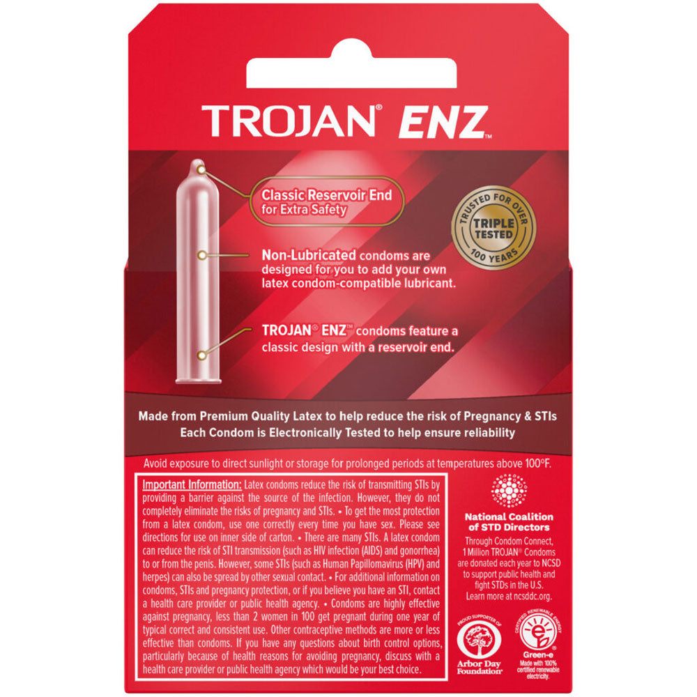 Trojan Enz Non-Lubricated Condoms - 3 Pack