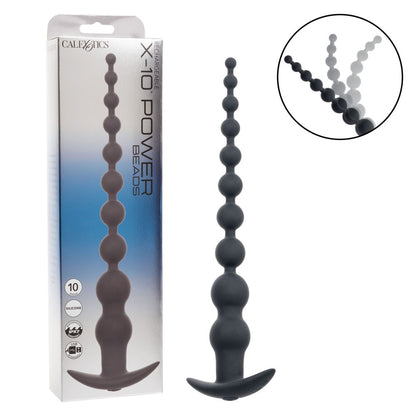 CalExotics Rechargeable X-10 Power Beads – Black – Anal Beads with 10 Vibration Speeds