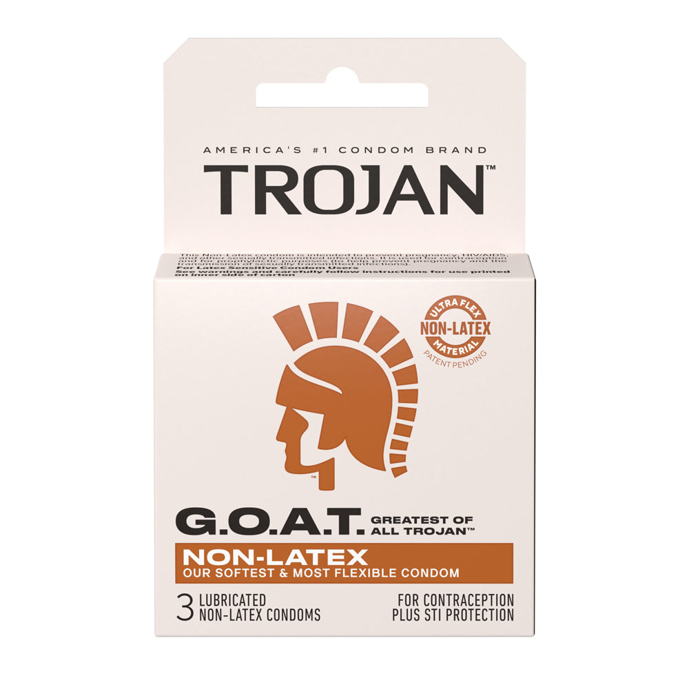 Trojan G.O.A.T. Non-Latex Condoms – Ultra Flex, Lubricated, 3 Pack