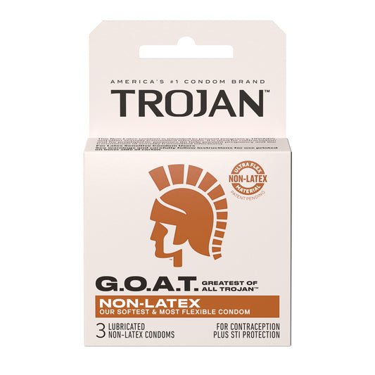Trojan G.O.A.T. Non-Latex Condoms – Ultra Flex, Lubricated, 3 Pack