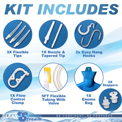 XR Brands Deluxe Shower Enema Kit – 1.85L Capacity – Blue