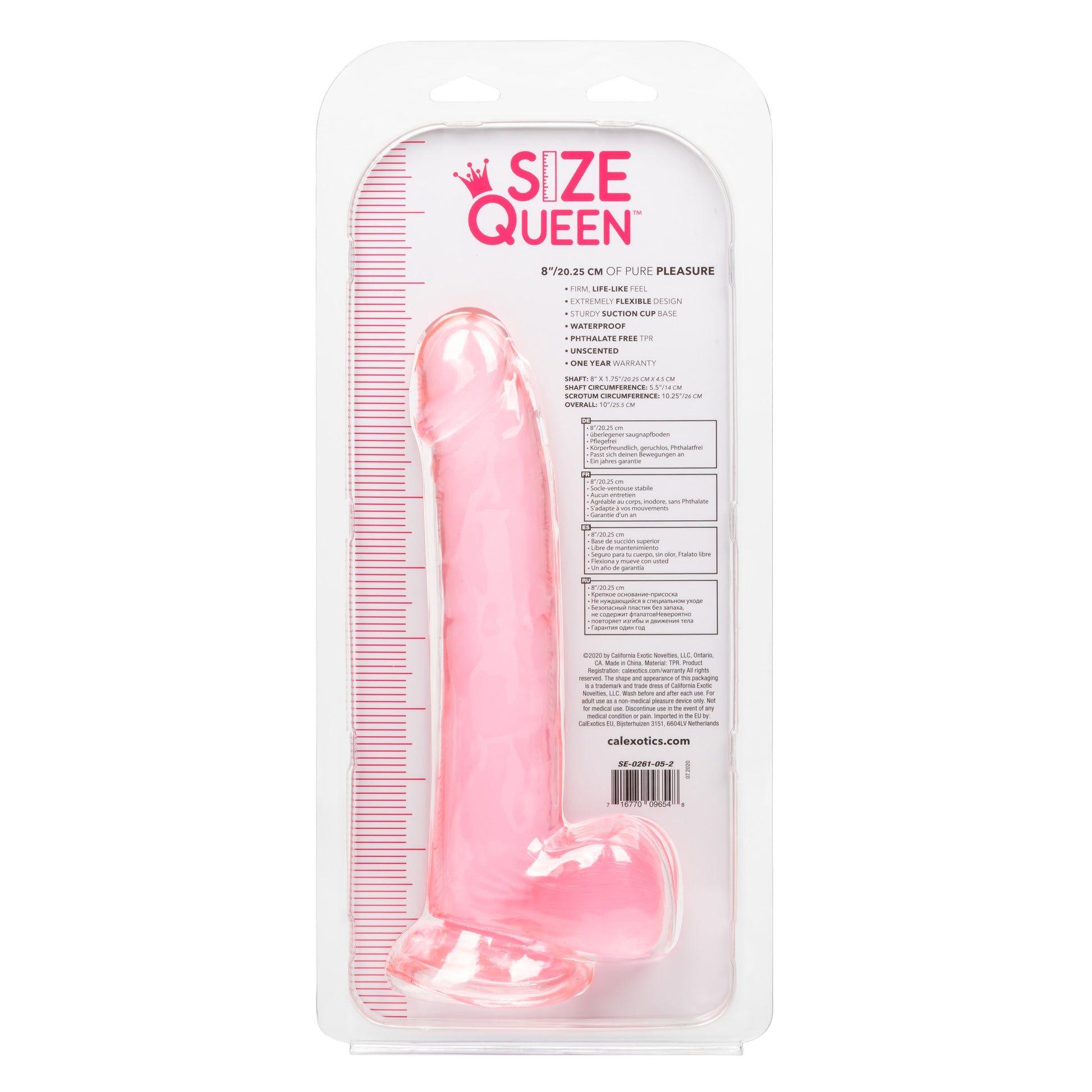CalExotics Size Queen 8-Inch Dong - Realistic Pink Pleasure Toy