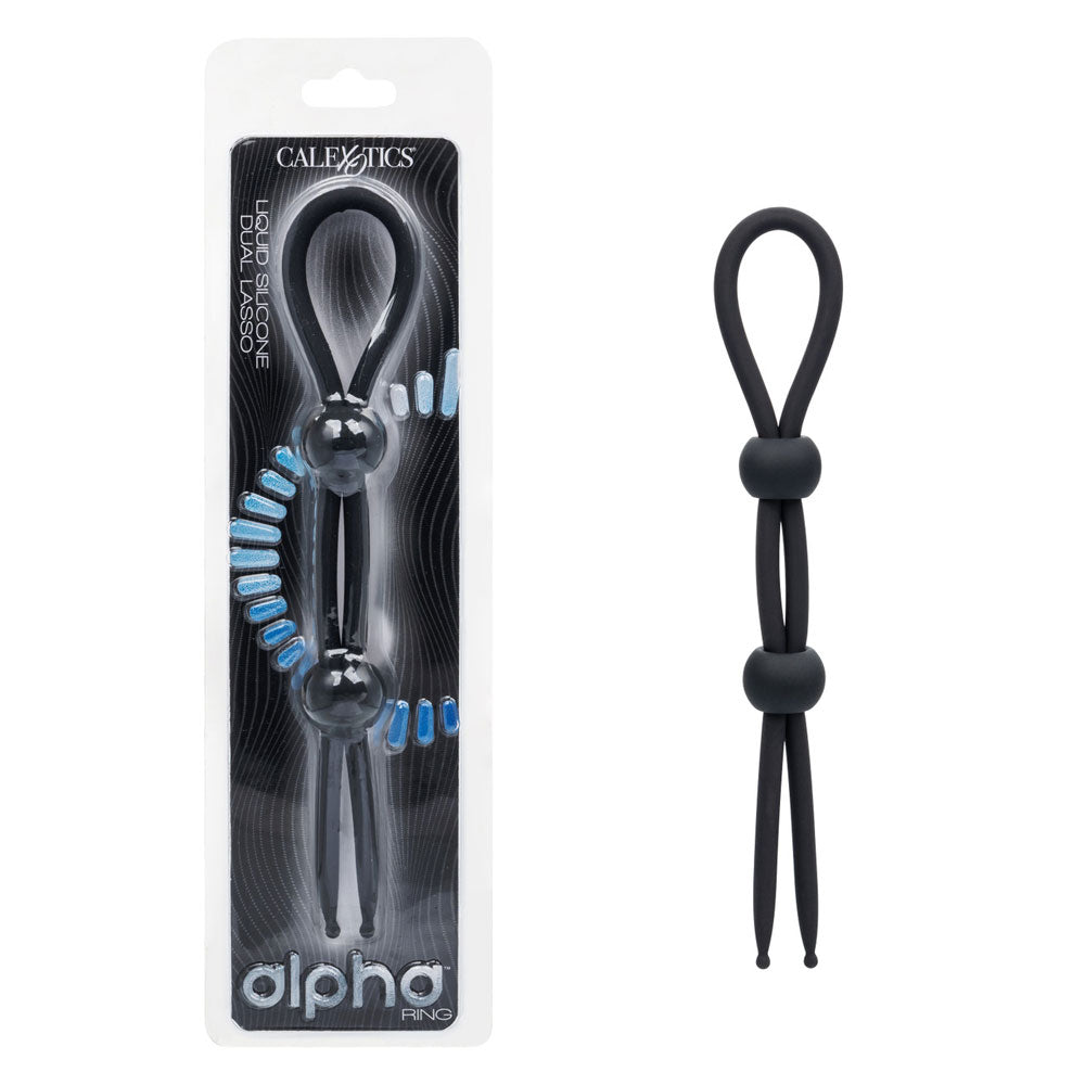 CalExotics Alpha Liquid Silicone Dual Lasso - Adjustable Waterproof Enhancer - Black