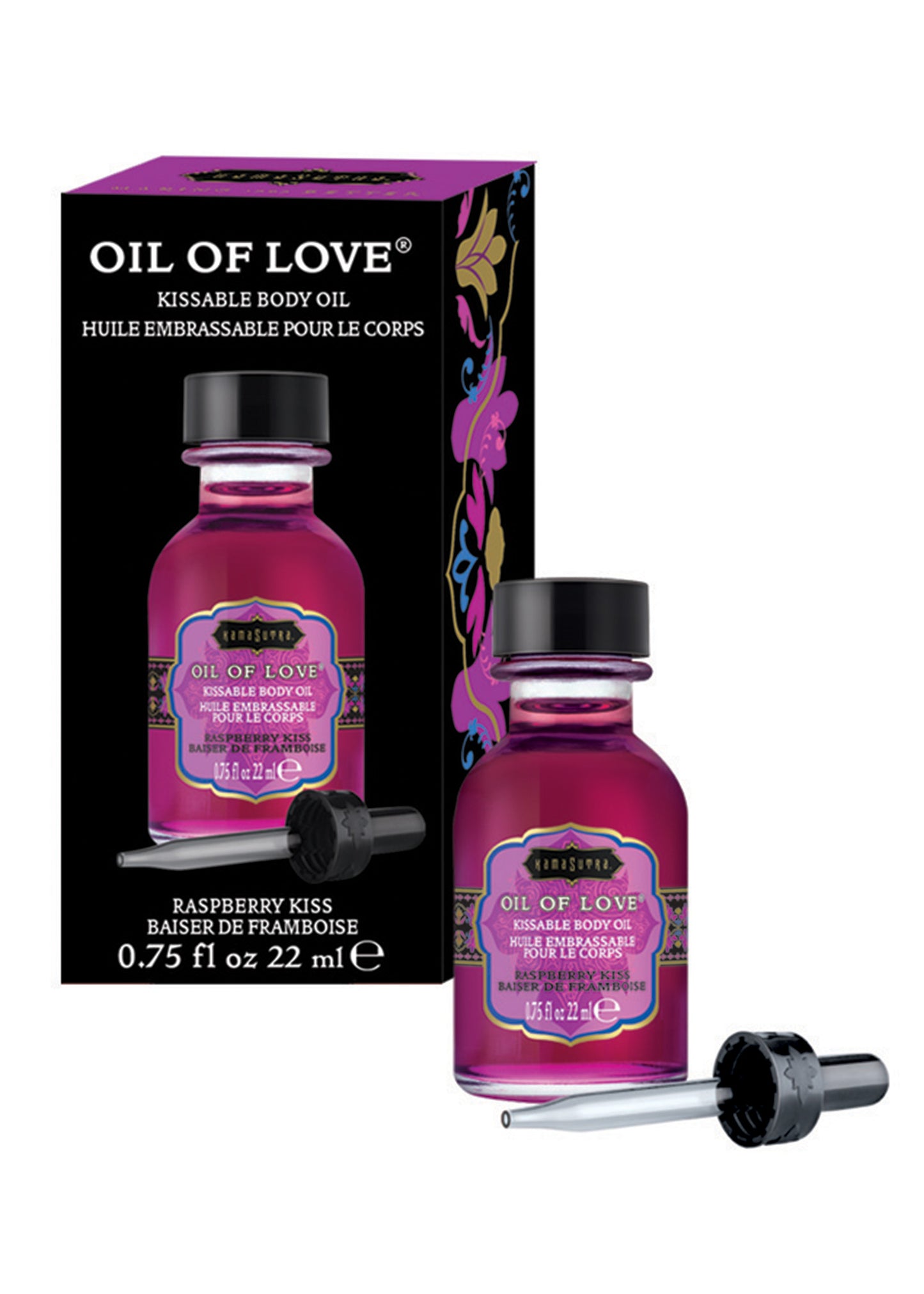 Kama Sutra Oil of Love - Raspberry Kiss - Kissable Foreplay Oil - 0.75 Fl. Oz.