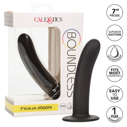CalExotics Boundless 7 Inch Smooth Probe – Black – Hypoallergenic Silicone with Suction Cup