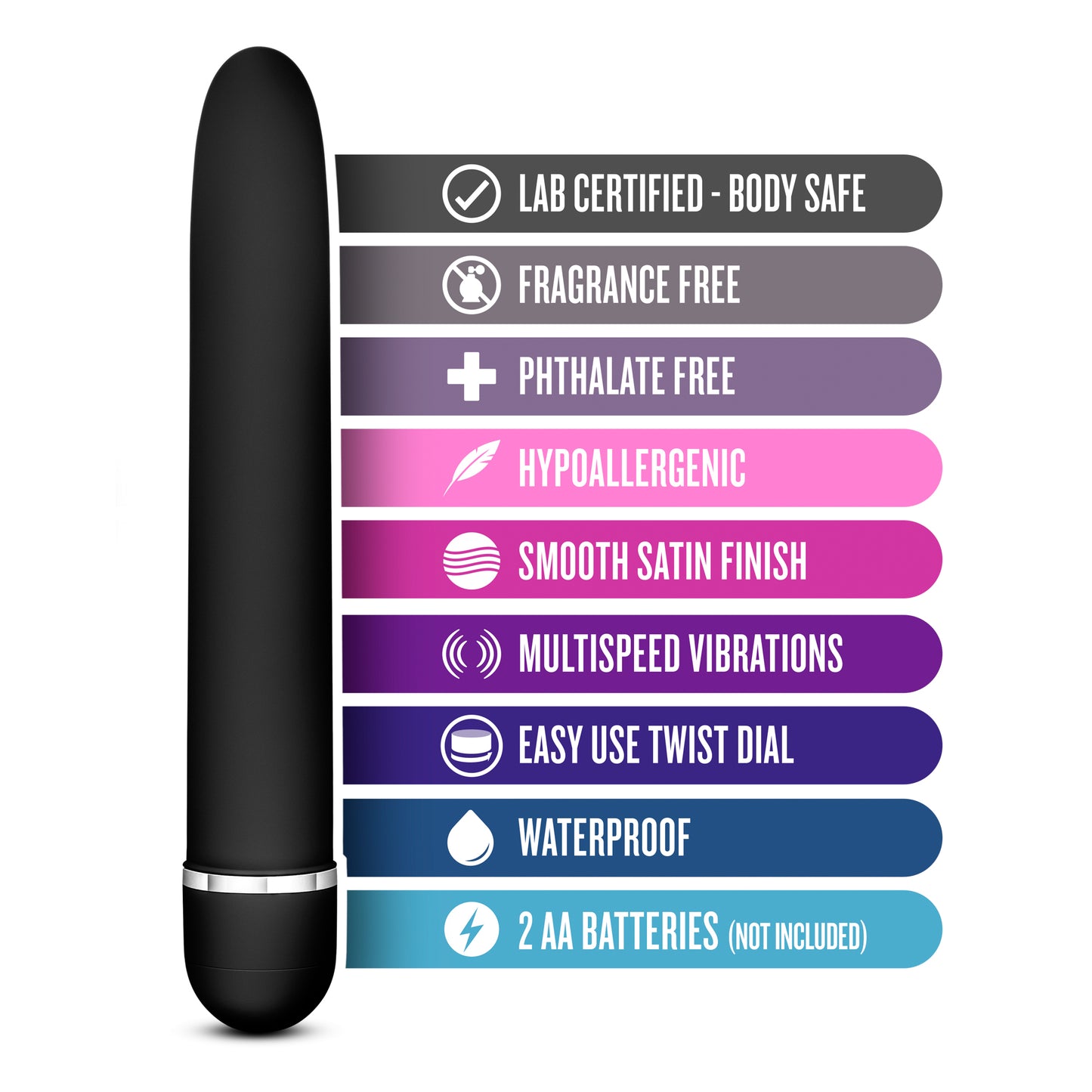 Blush Luxuriate Vibrator – Multi-Speed Waterproof – Black