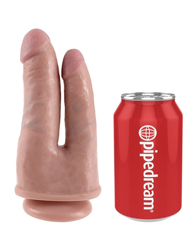 Pipedream King Cock Double Penetrator – Realistic Dildo with Suction Cup – Beige