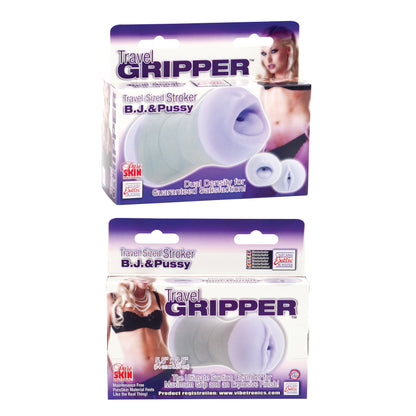 CalExotics Travel Gripper B.J. and Pussy - Dual Ended Masturbator - Gray