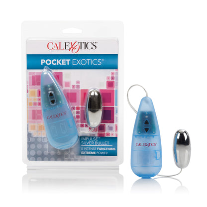 CalExotics Pocket Exotics Impulse Silver Bullet Personal Massager - Blue