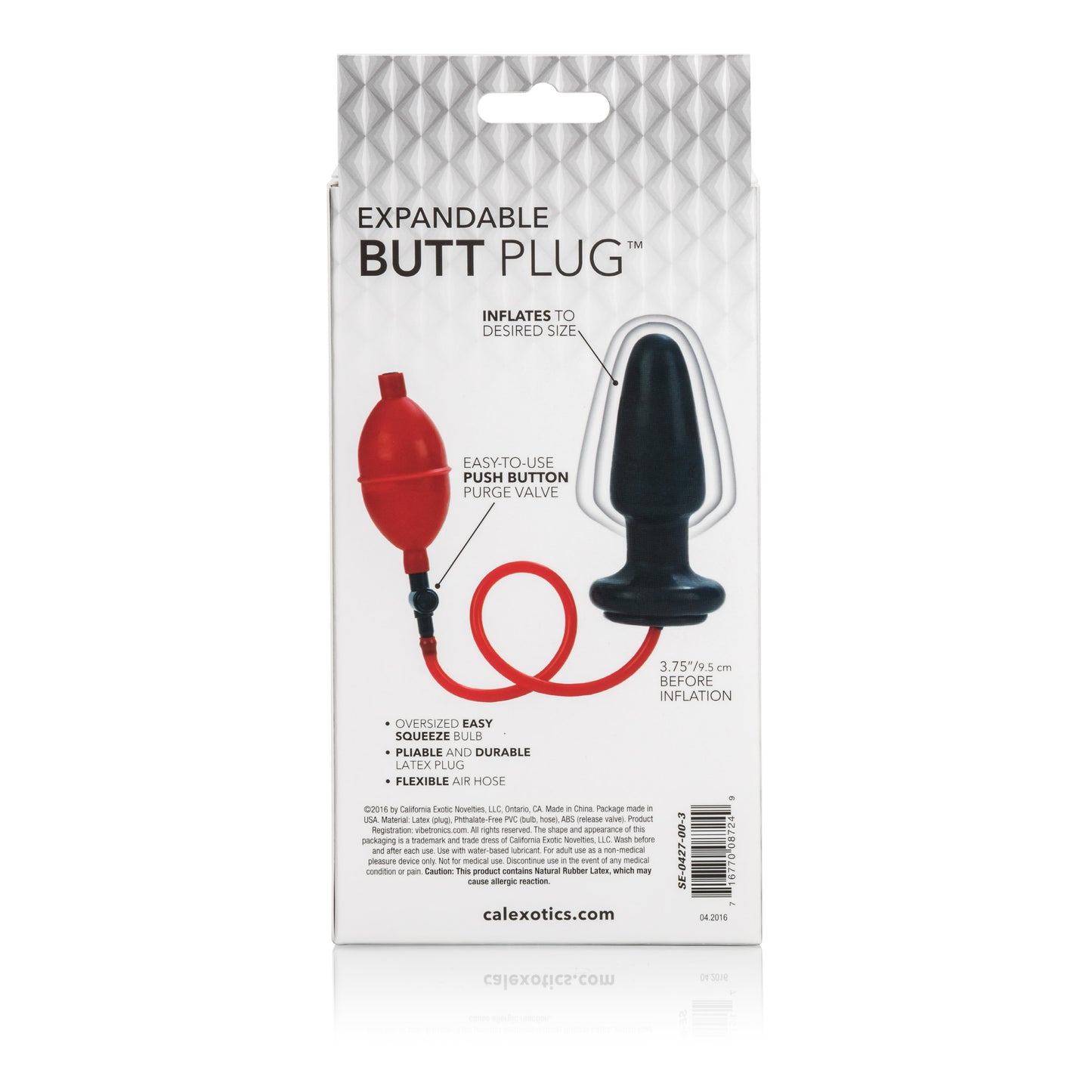 CalExotics Expandable Butt Plug with Push Button Purge Valve – Red
