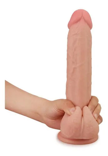 Real Skin 9" Dual Layer Dildo - Beige - Bendable and Realistic