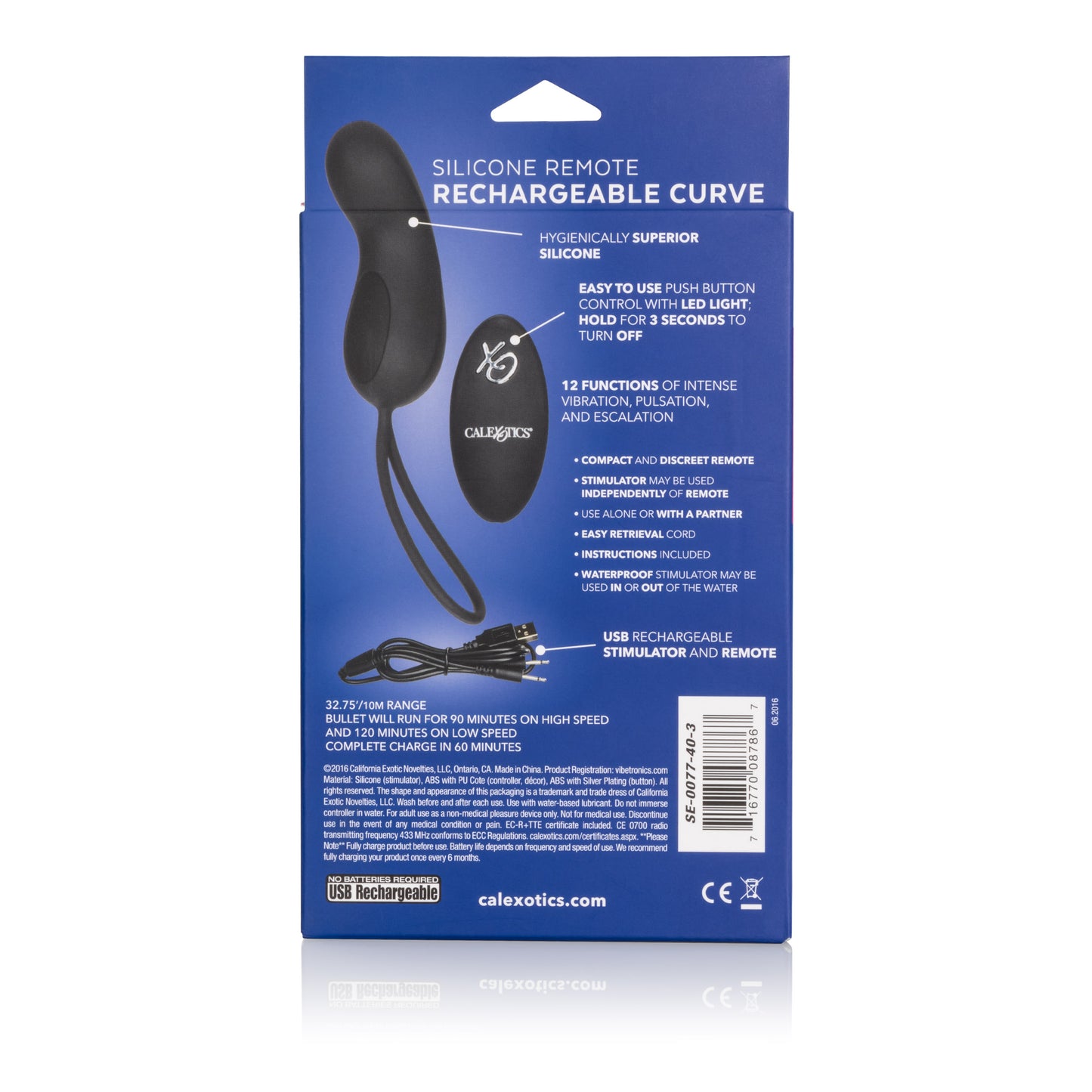 CalExotics Silicone Remote Rechargeable Curve Mini Massager - Black