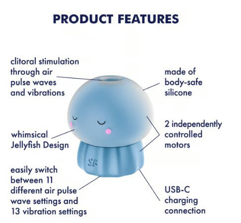 Satisfyer Jelly-Cious Clitoral Stimulator with Air Pulse Waves and Vibration – Blue