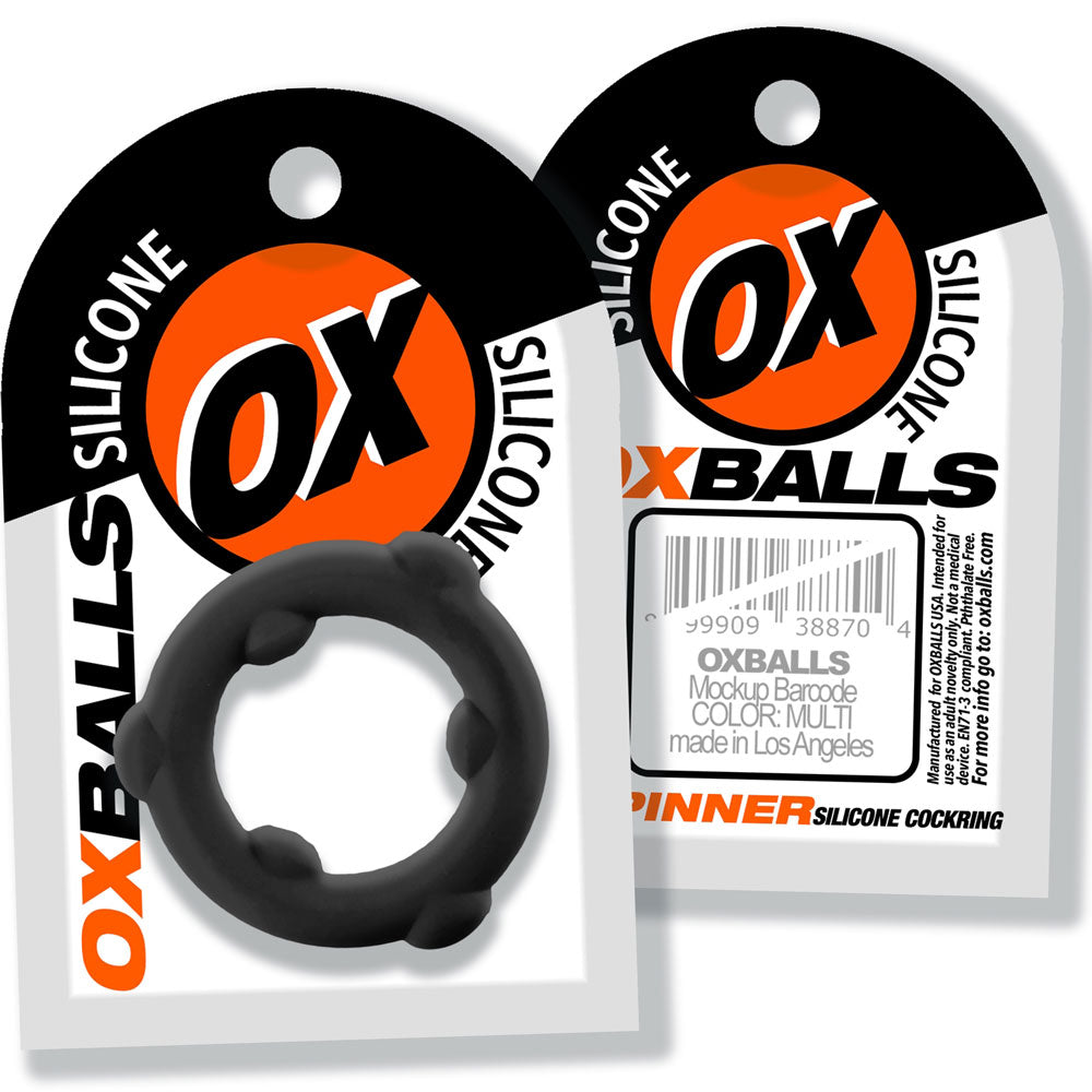 Oxballs Spinner Single Silicone Ring – Black Cockring for Enhanced Durability