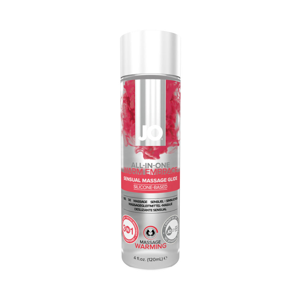 JO All-In-One Sensual Massage Glide Warming 4 oz - Clear - Silicone-Based