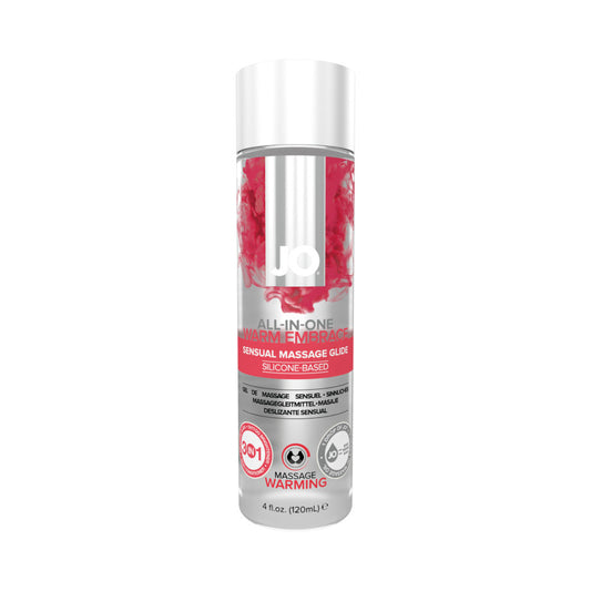 JO All-In-One Sensual Massage Glide Warming 4 oz - Clear - Silicone-Based