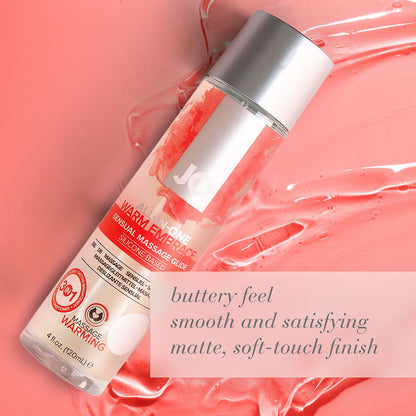 JO All-In-One Sensual Massage Glide Warming 4 oz - Clear - Silicone-Based