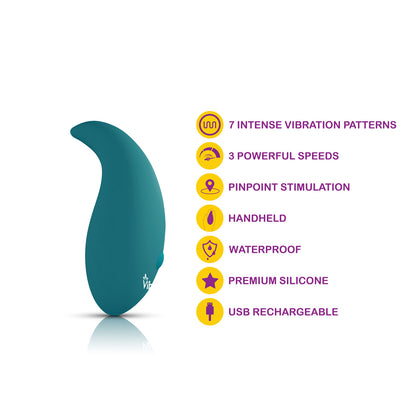 Elated Pinpoint Stimulator - Handheld Vibrator with 10 Functions - Blue