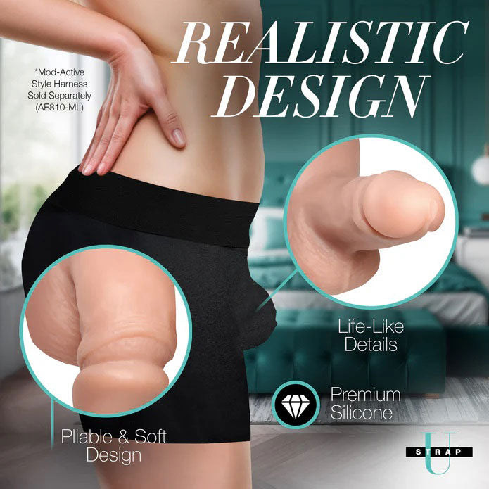 XR Brands Silicone Packer Dildo - Realistic Flaccid Pack Packer - Beige