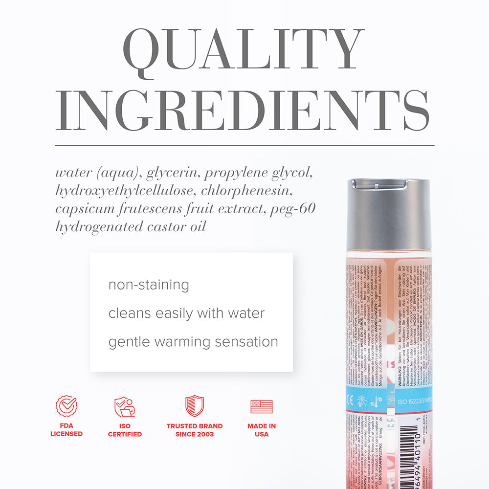 System JO H2O Anal Warming Water-Based Lubricant 4 oz - Clear