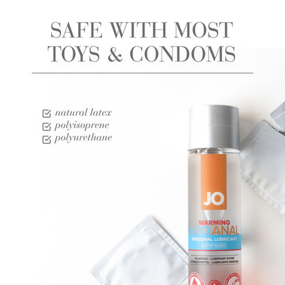 System JO H2O Anal Warming Water-Based Lubricant 4 oz - Clear
