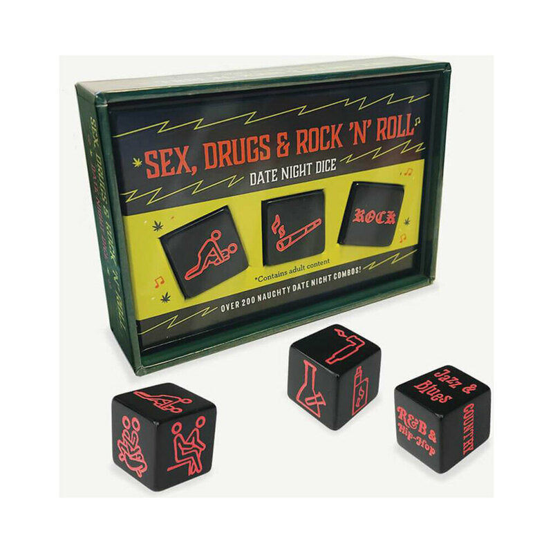 Sex, Drugs & Rock n Roll Date Night Dice Game – Three Dice Set for Couples