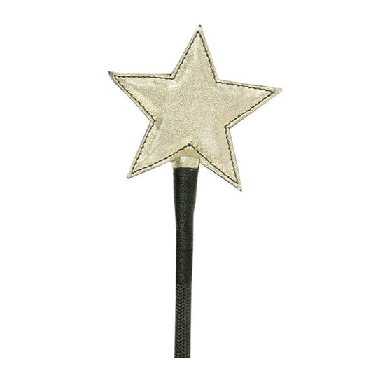 Ruff Doggie Styles Star Crop Leather Whip - Gold and Black