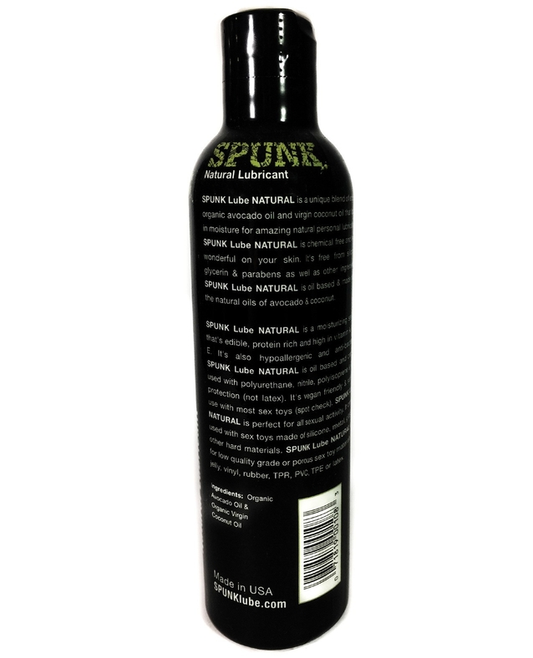 Spunk Lube Natural Cap 8 Fl Oz – Personal Lubricant with Coconut and Avocado Oil