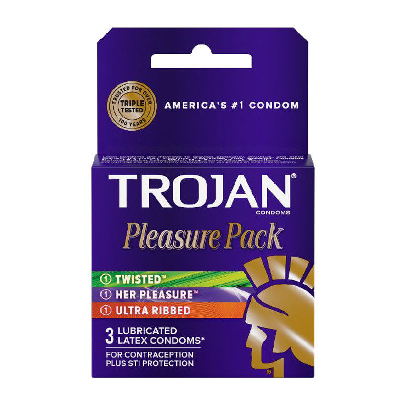 Trojan Pleasure Pack 3-Pack Premium Lubricated Latex Condoms – Clear